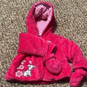 Disney 101 dalmatians 6 to 9 months pink super soft coat with gloves attached